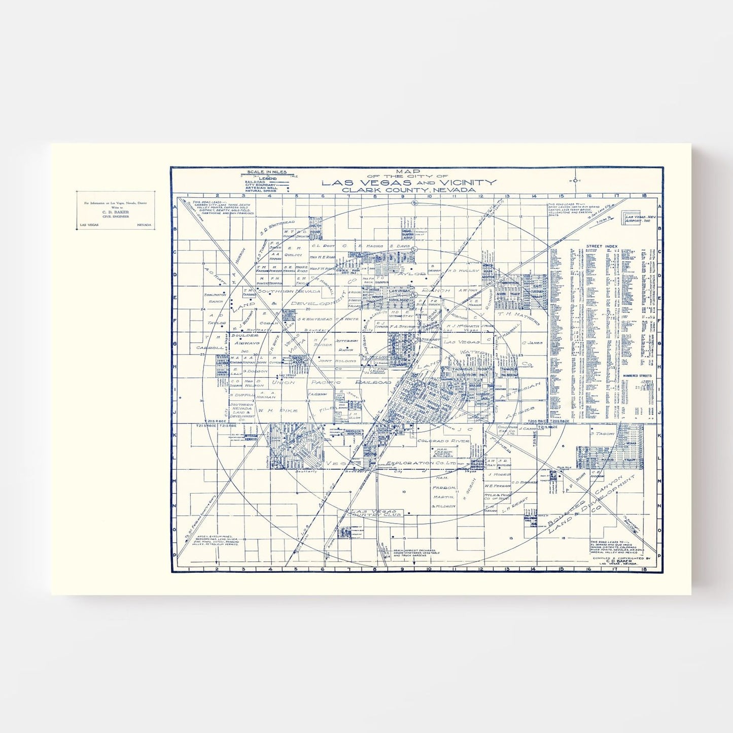 Vintage Map of Las Vegas, Nevada, 1920