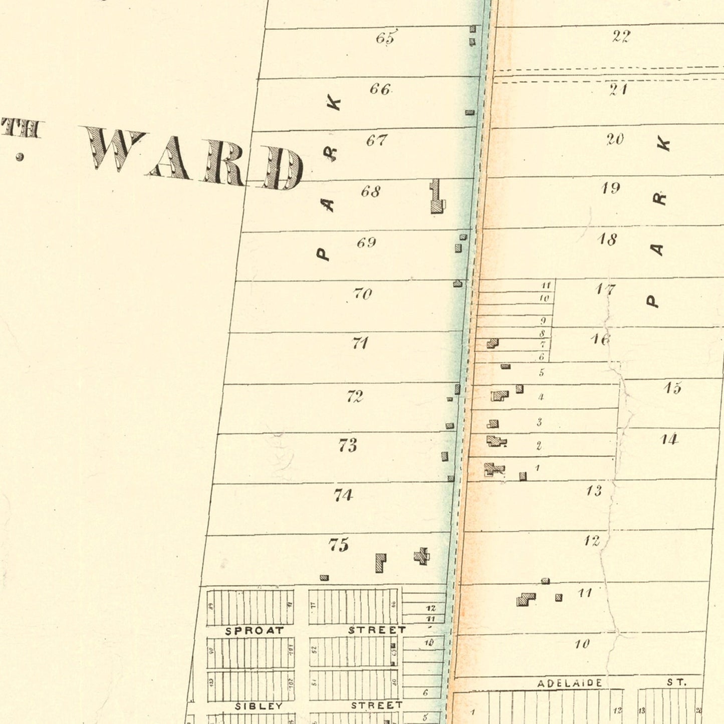 Vintage Map of Detroit, Michigan 1853
