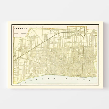 Vintage Map of Detroit, Michigan 1892