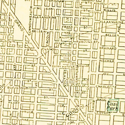 Vintage Map of Detroit, Michigan 1892