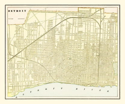 Vintage Map of Detroit, Michigan 1892