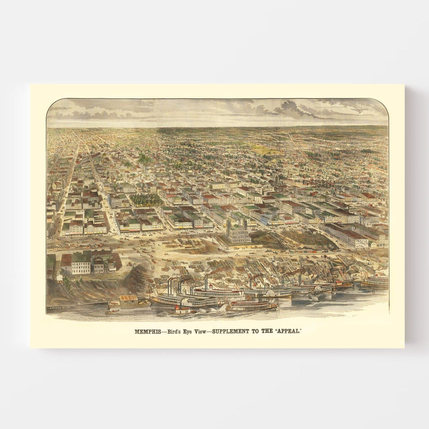Vintage Map of Memphis, Tennessee, 1885