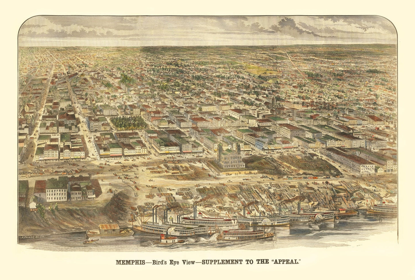 Vintage Map of Memphis, Tennessee, 1885