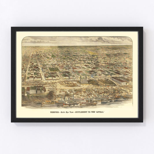 Vintage map of Memphis, Tennessee, 1885