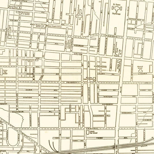 Vintage Map of Memphis, Tennessee, 1925