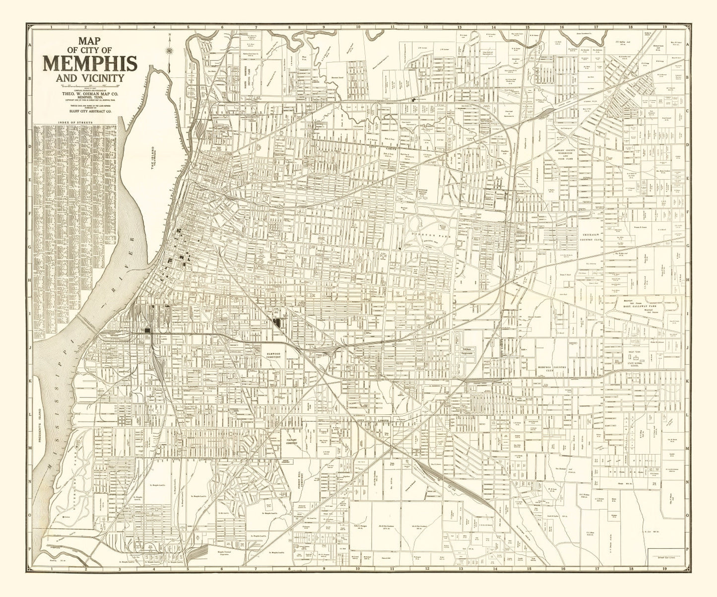 Vintage Map of Memphis, Tennessee, 1925