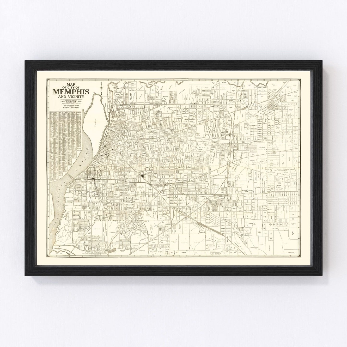 Vintage map of Memphis, Tennessee, 1925