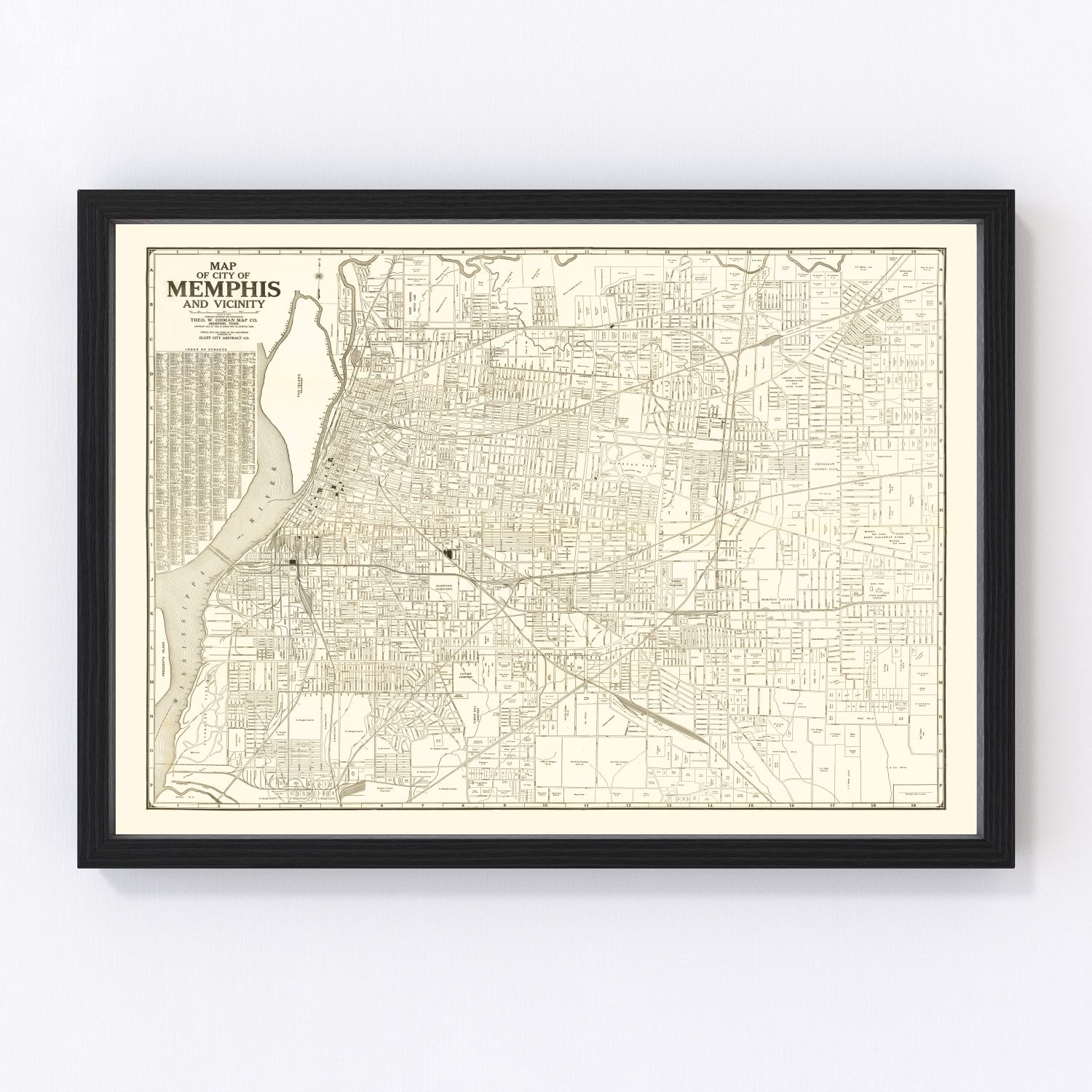 Vintage map of Memphis, Tennessee, 1925