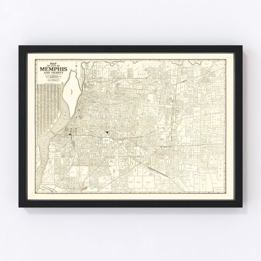 Vintage map of Memphis, Tennessee, 1925