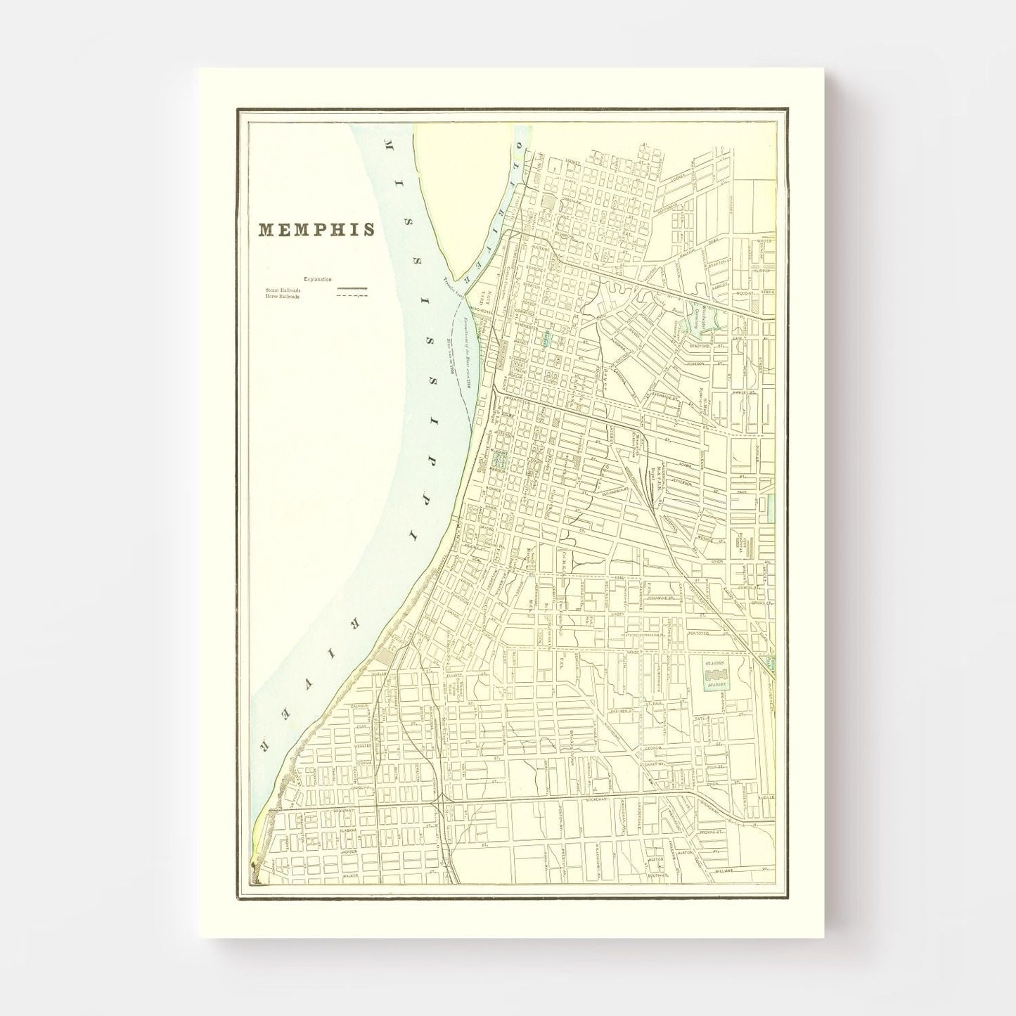 Vintage Map of Memphis, Tennessee, 1895