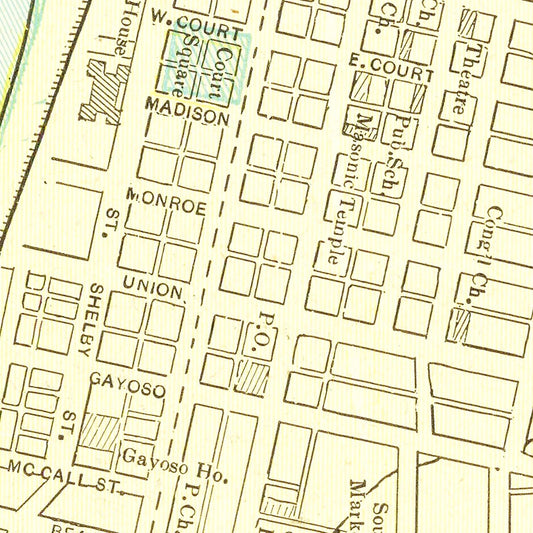 Vintage Map of Memphis, Tennessee, 1895