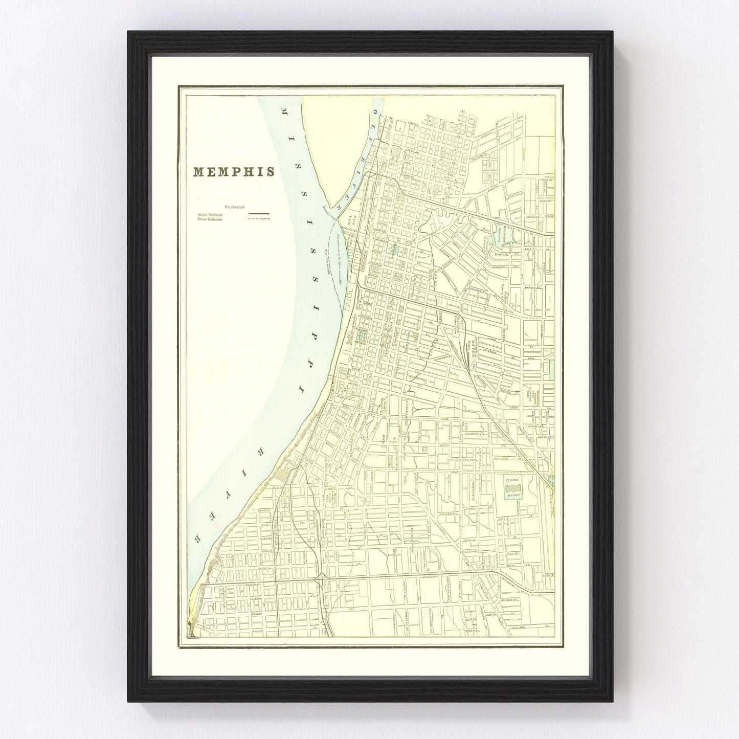Vintage map of Memphis, Tennessee, 1895