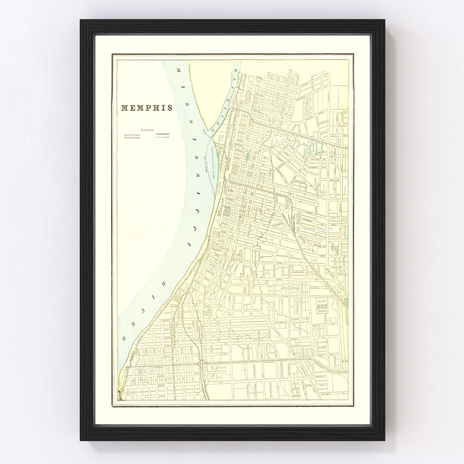 Vintage map of Memphis, Tennessee, 1895