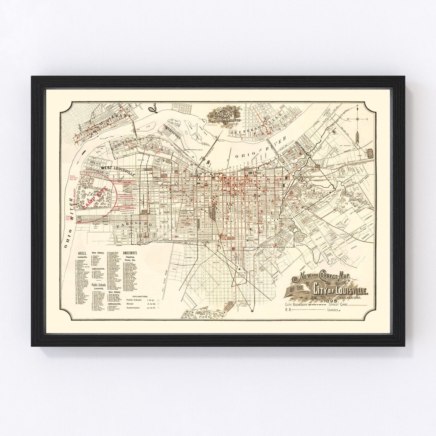 Vintage map of Louisville, Kentucky, 1895
