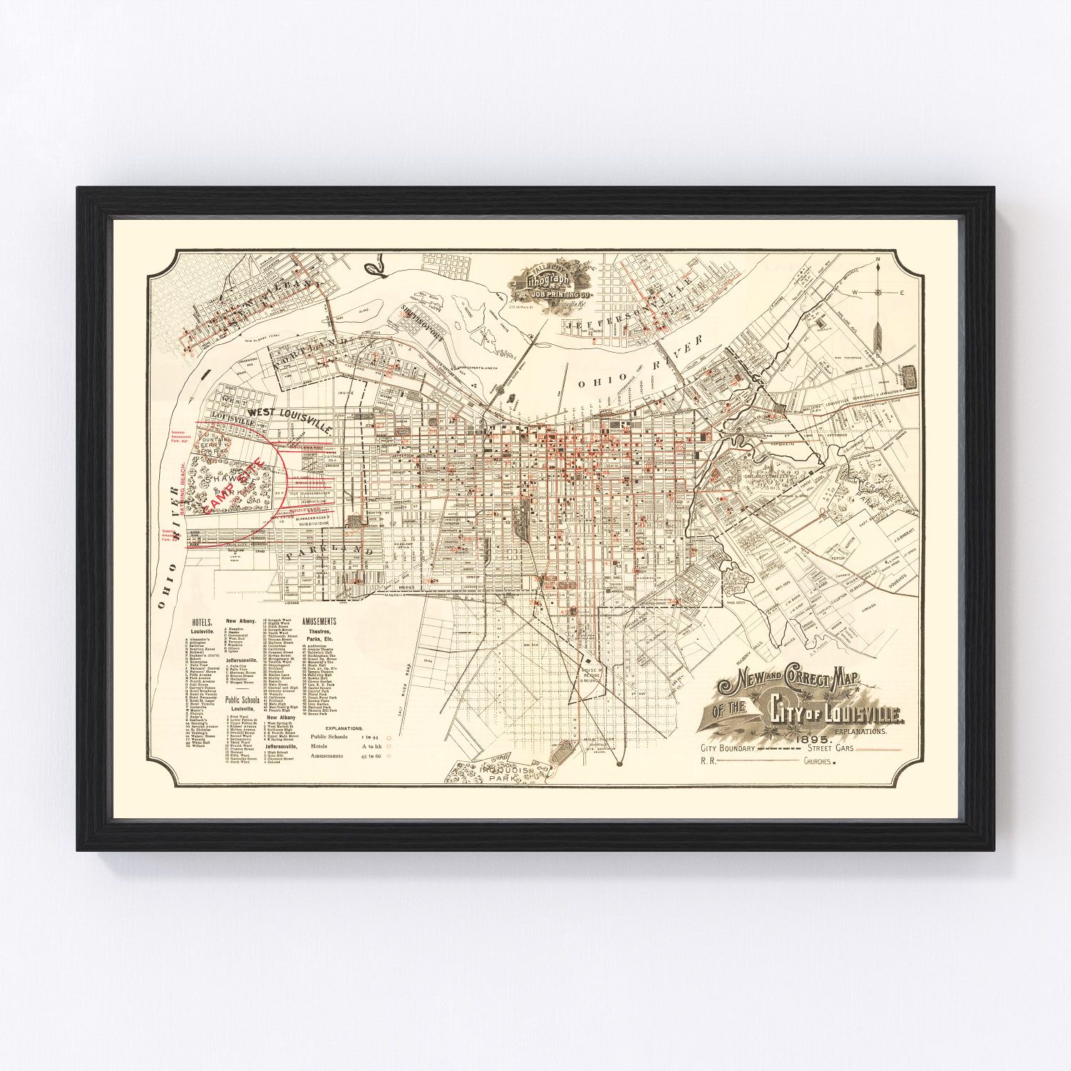 Vintage map of Louisville, Kentucky, 1895