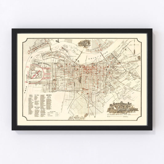 Vintage map of Louisville, Kentucky, 1895