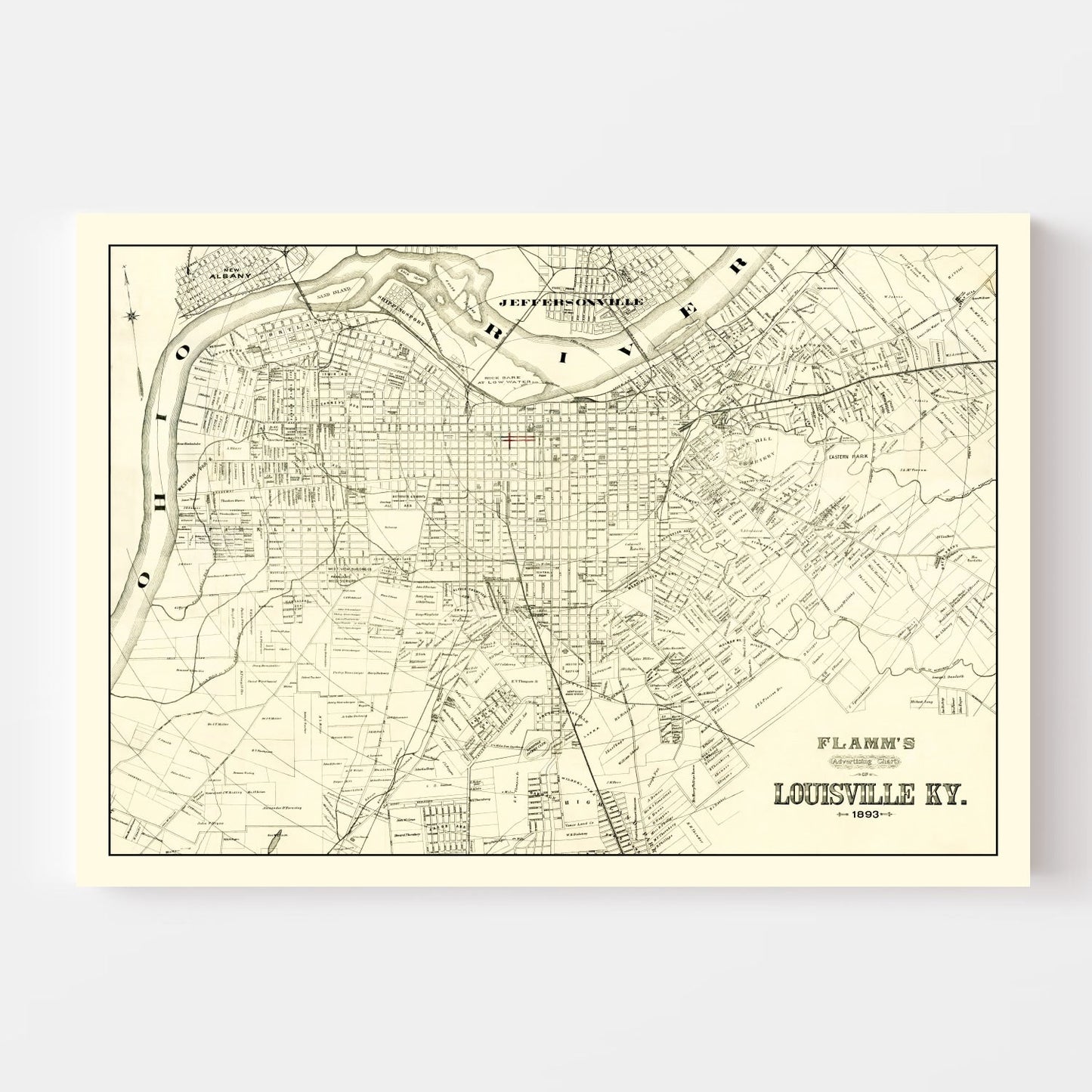 Vintage Map of Louisville, Kentucky, 1893