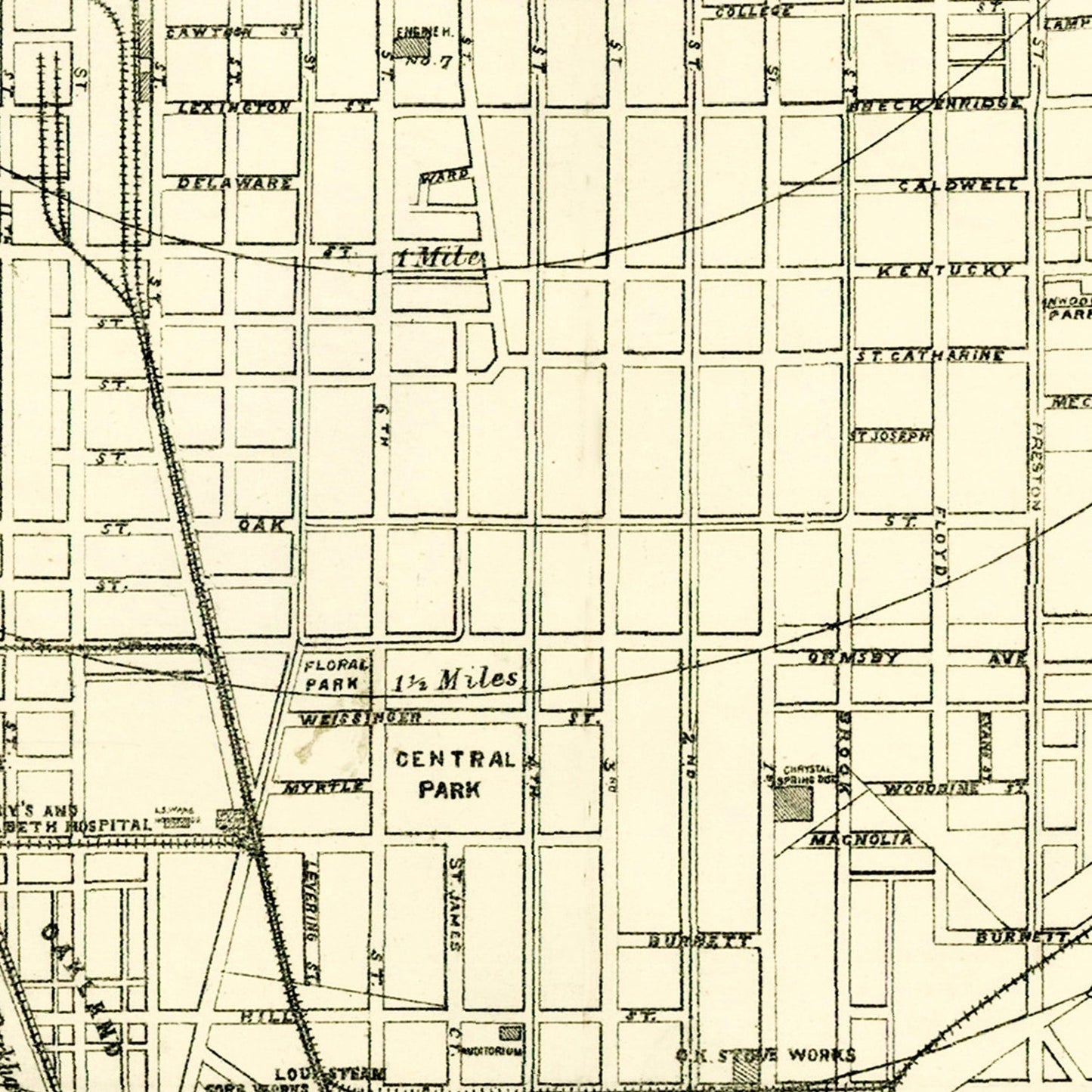 Vintage Map of Louisville, Kentucky, 1893