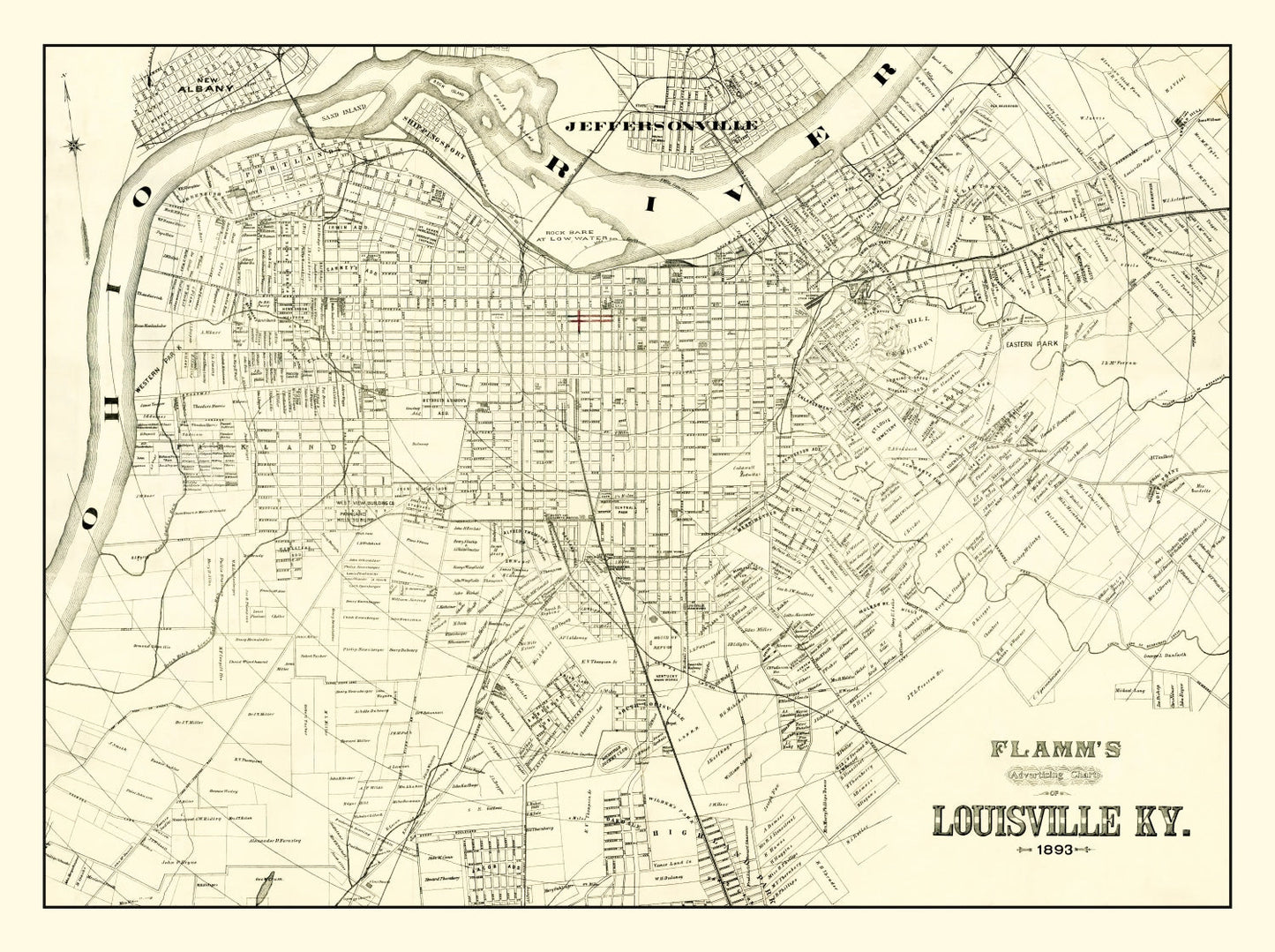 Vintage Map of Louisville, Kentucky, 1893