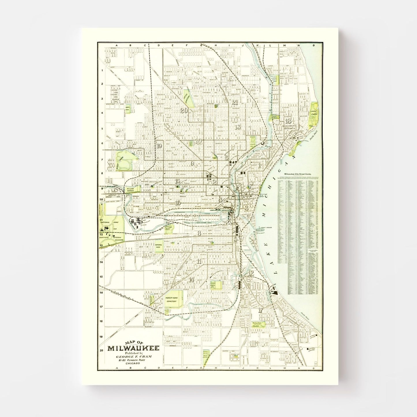 Vintage Map of Milwaukee, Wisconsin, 1898