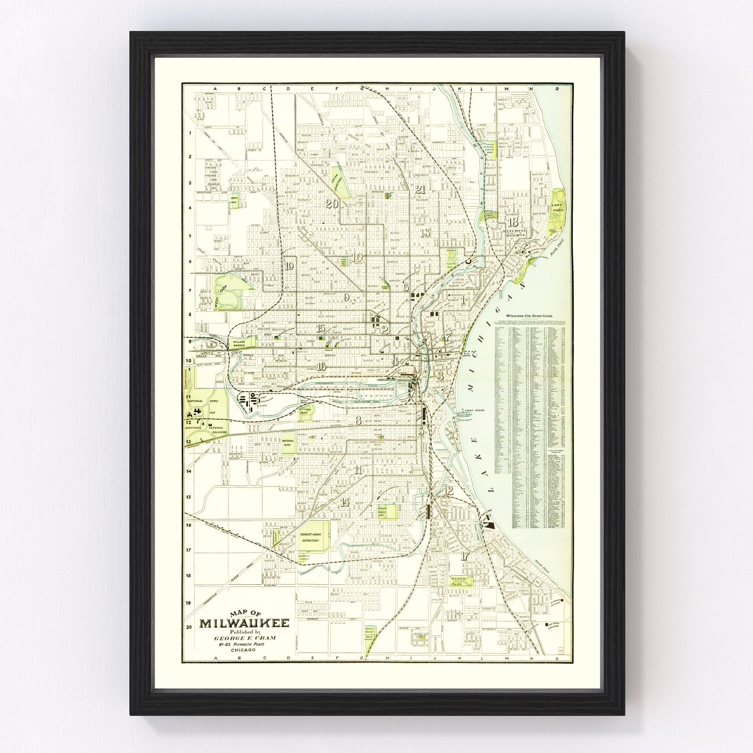 vintage map of Milwaukee, Wisconsin, 1898