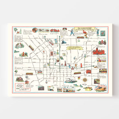 Vintage Map of Baltimore, Maryland, 1929
