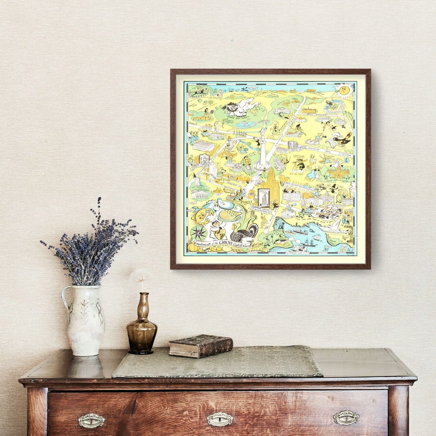 Vintage Map of Baltimore, Maryland, 1935 Wall Art