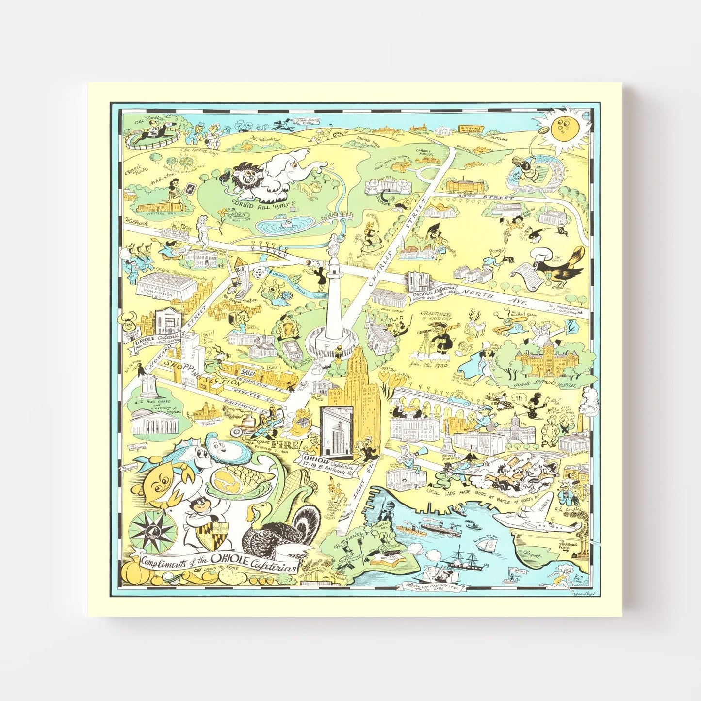 Vintage Map of Baltimore, Maryland, 1935 Wall Art
