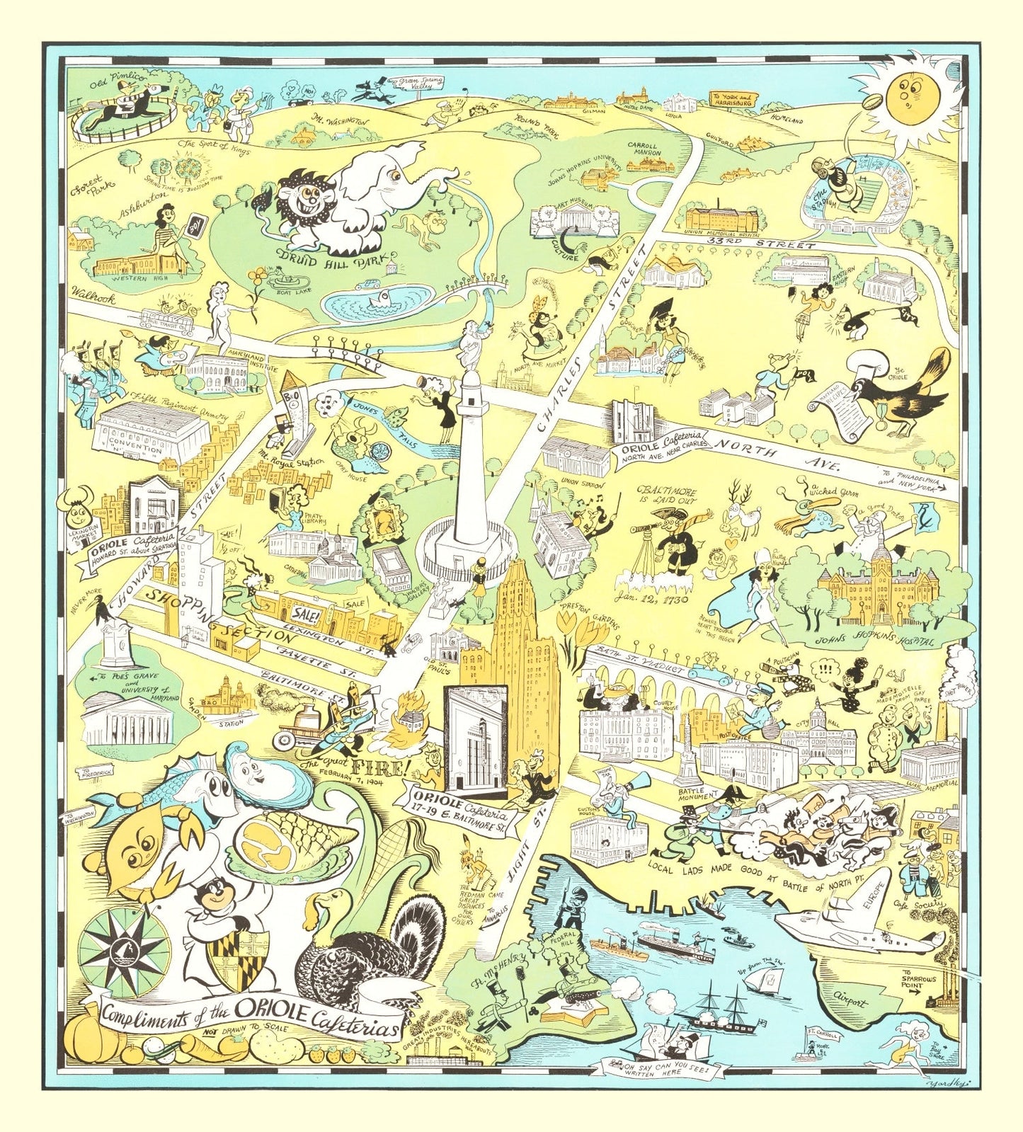 Vintage Map of Baltimore, Maryland, 1935 Wall Art
