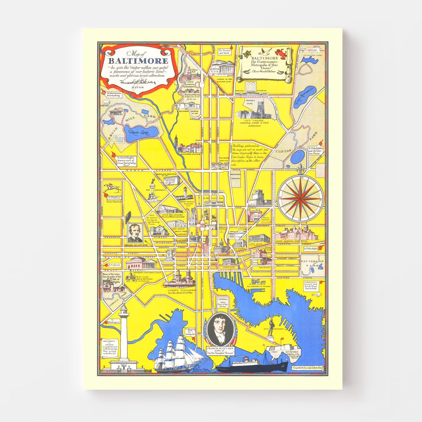 Vintage Map of Baltimore, Maryland, 1935