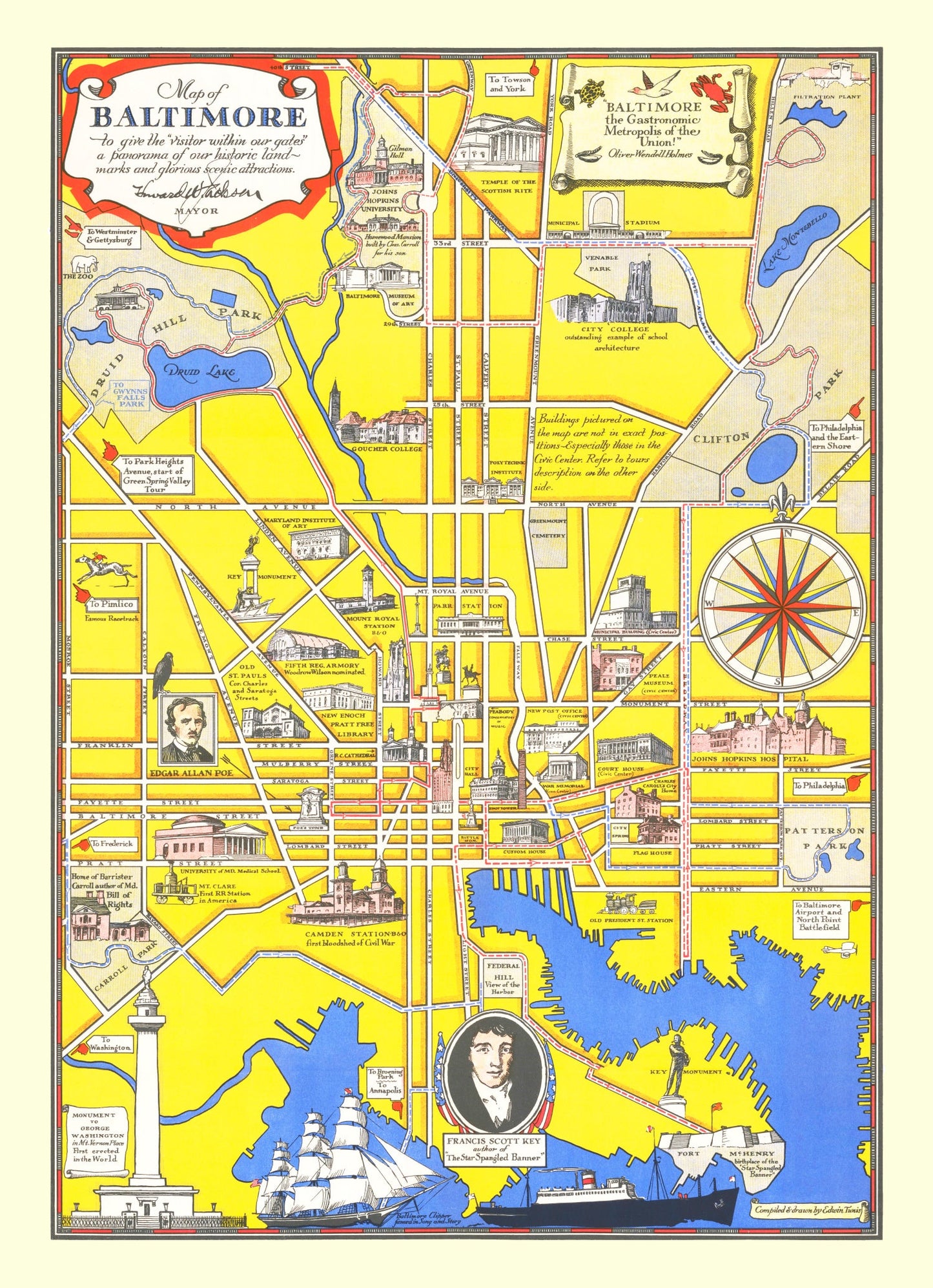 Vintage Map of Baltimore, Maryland, 1935