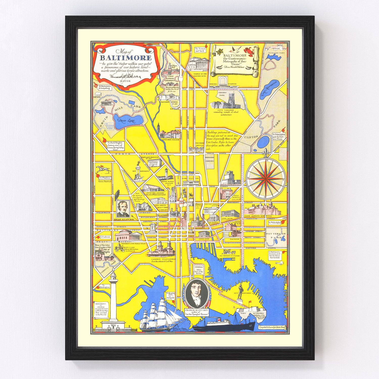 Vintage map of Baltimore, Maryland, 1935