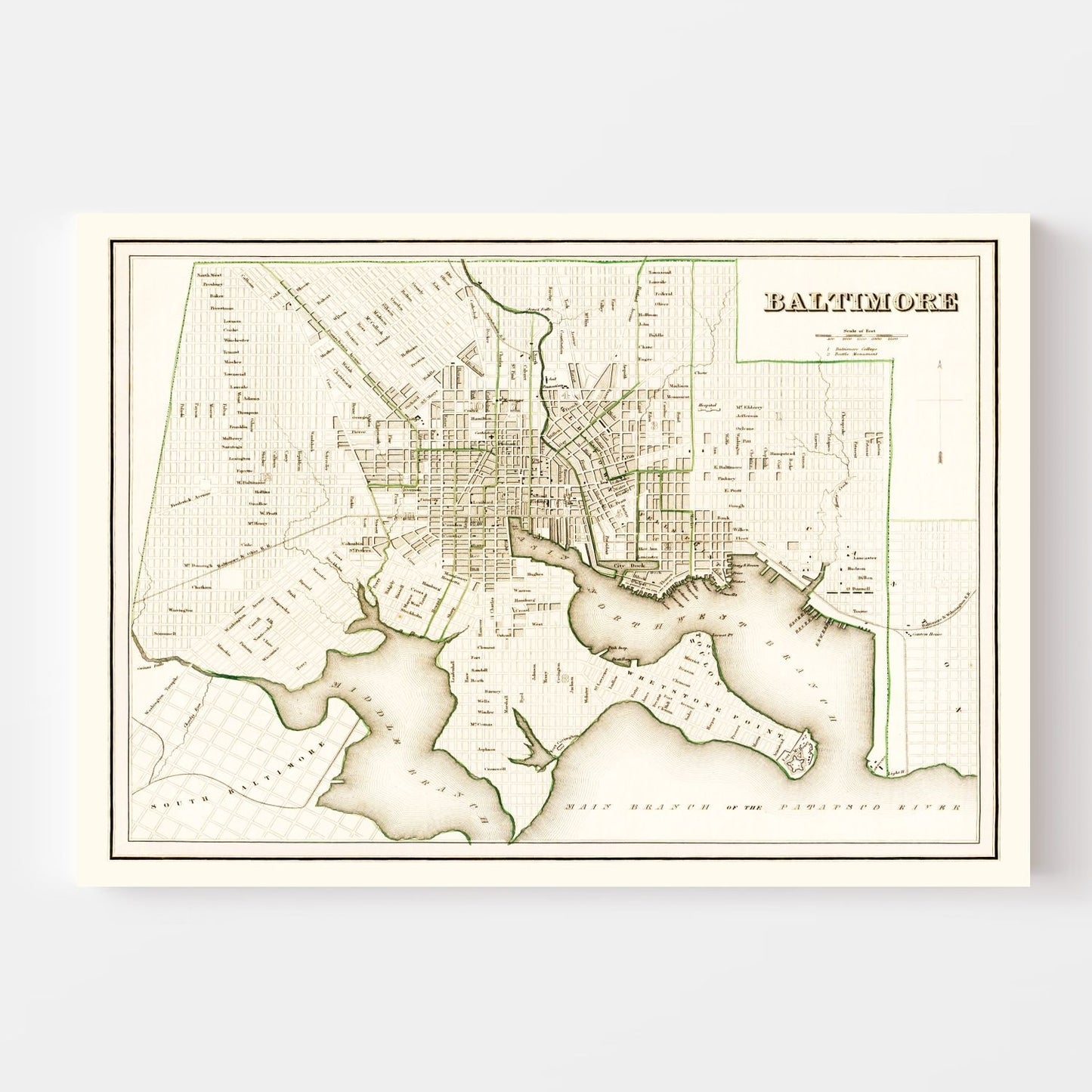 Vintage Map of Baltimore, Maryland, 1838