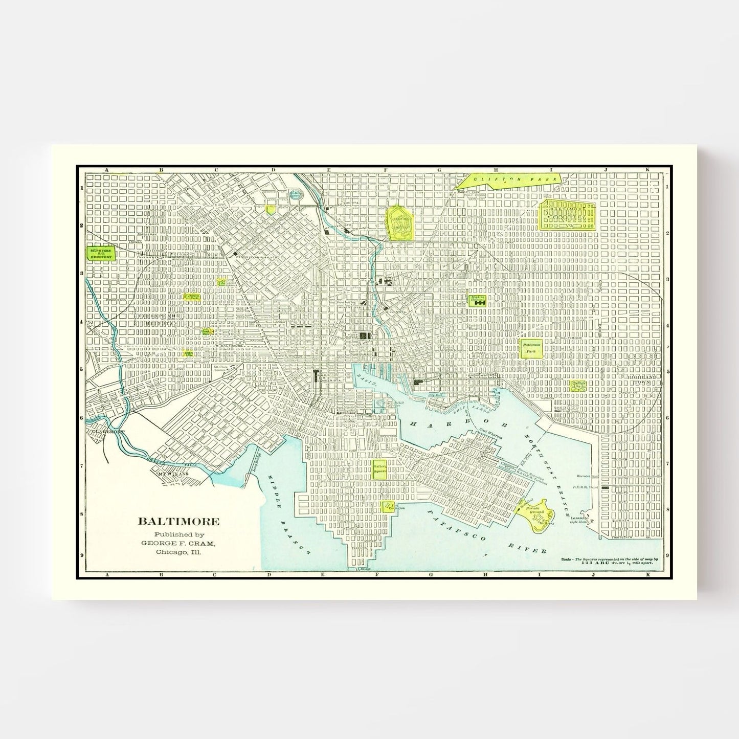 Vintage Map of Baltimore, Maryland, 1892