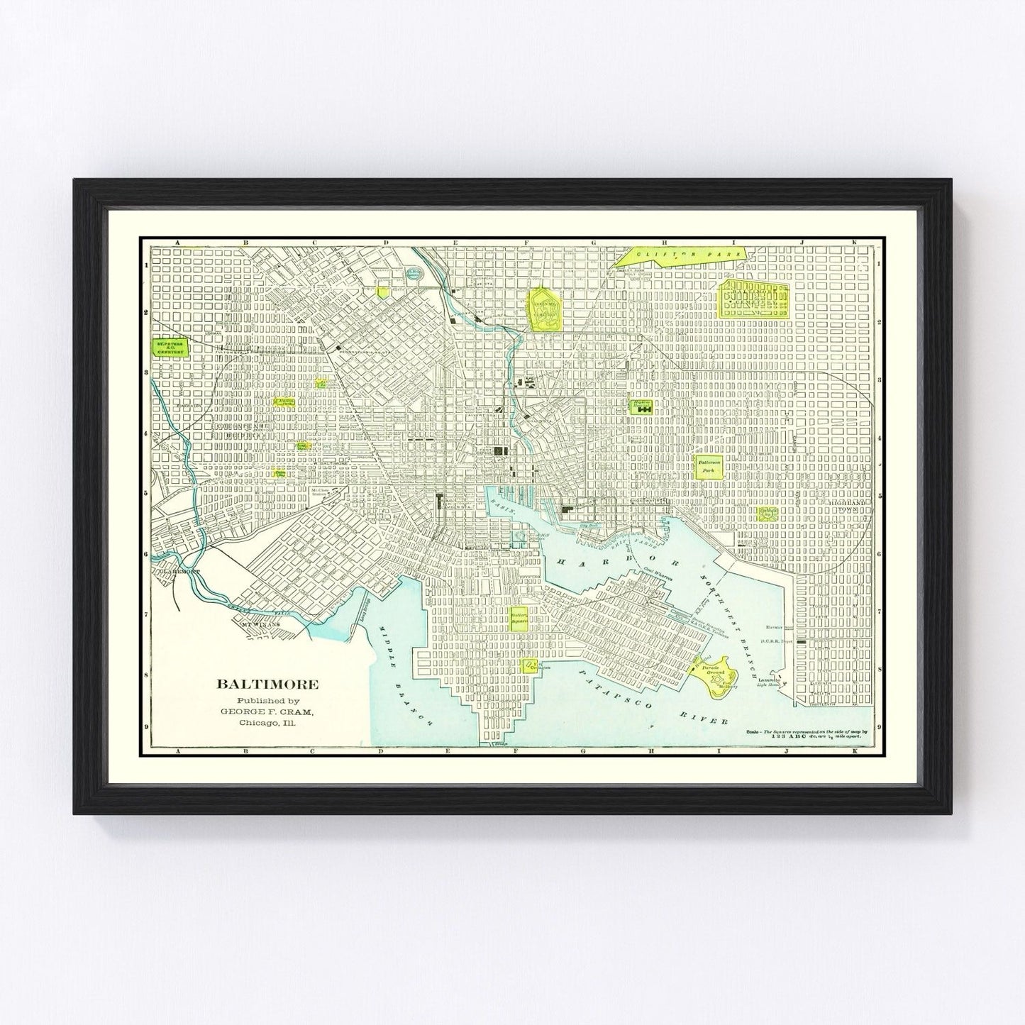 Vintage map of Baltimore, Maryland, 1892