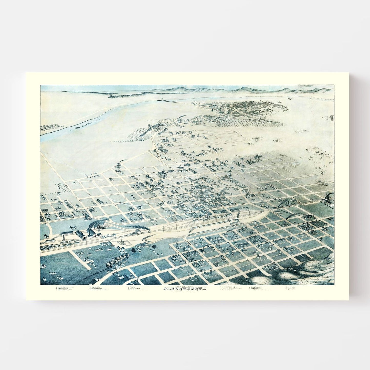 Vintage Map of Albuquerque, New Mexico, 1886