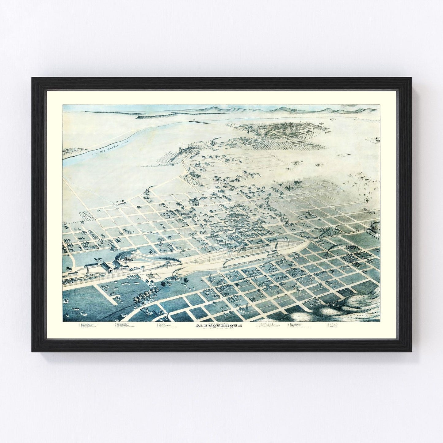 Vintage map of Albuquerque, New Mexico, 1886 - Railroad boom era city survey print