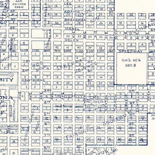 Vintage Map of Tucson, Arizona, 1920