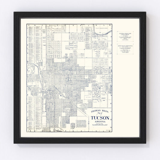 Vintage map of Tucson, Arizona, 1920