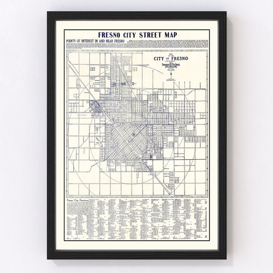 vintage map of Fresno, California, 1925