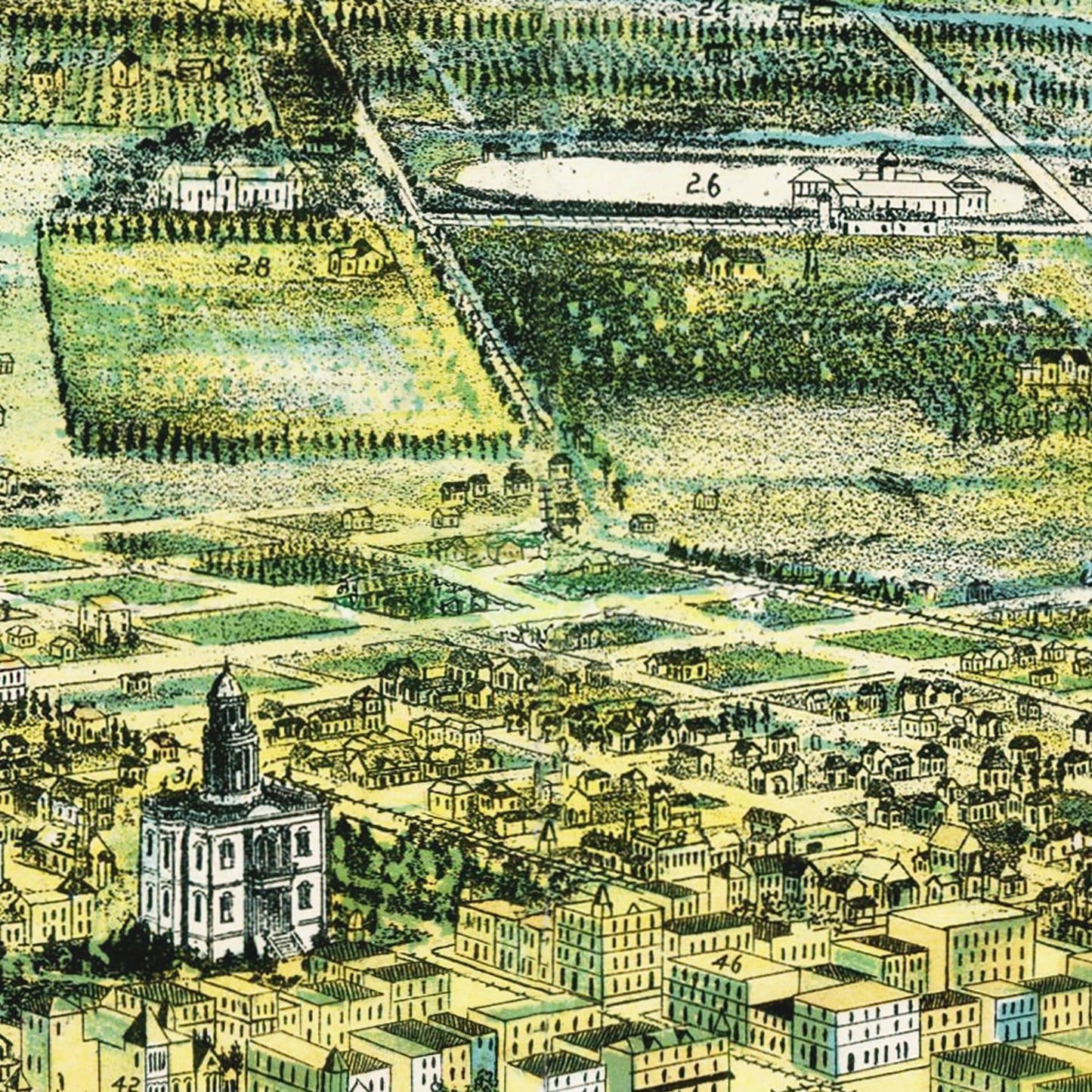 Vintage Map of Fresno, California, 1891