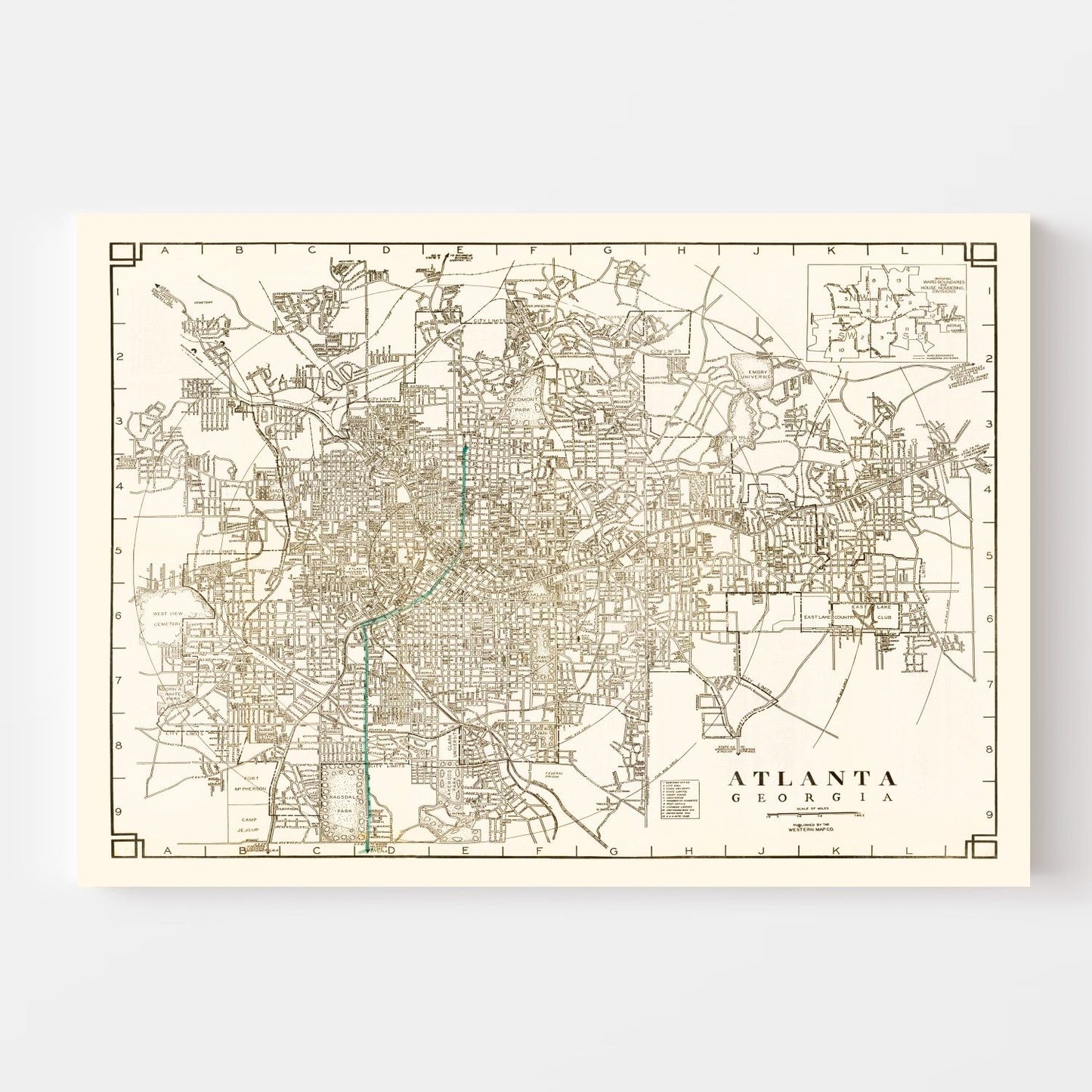 Vintage Map of Atlanta, Georgia, 1931