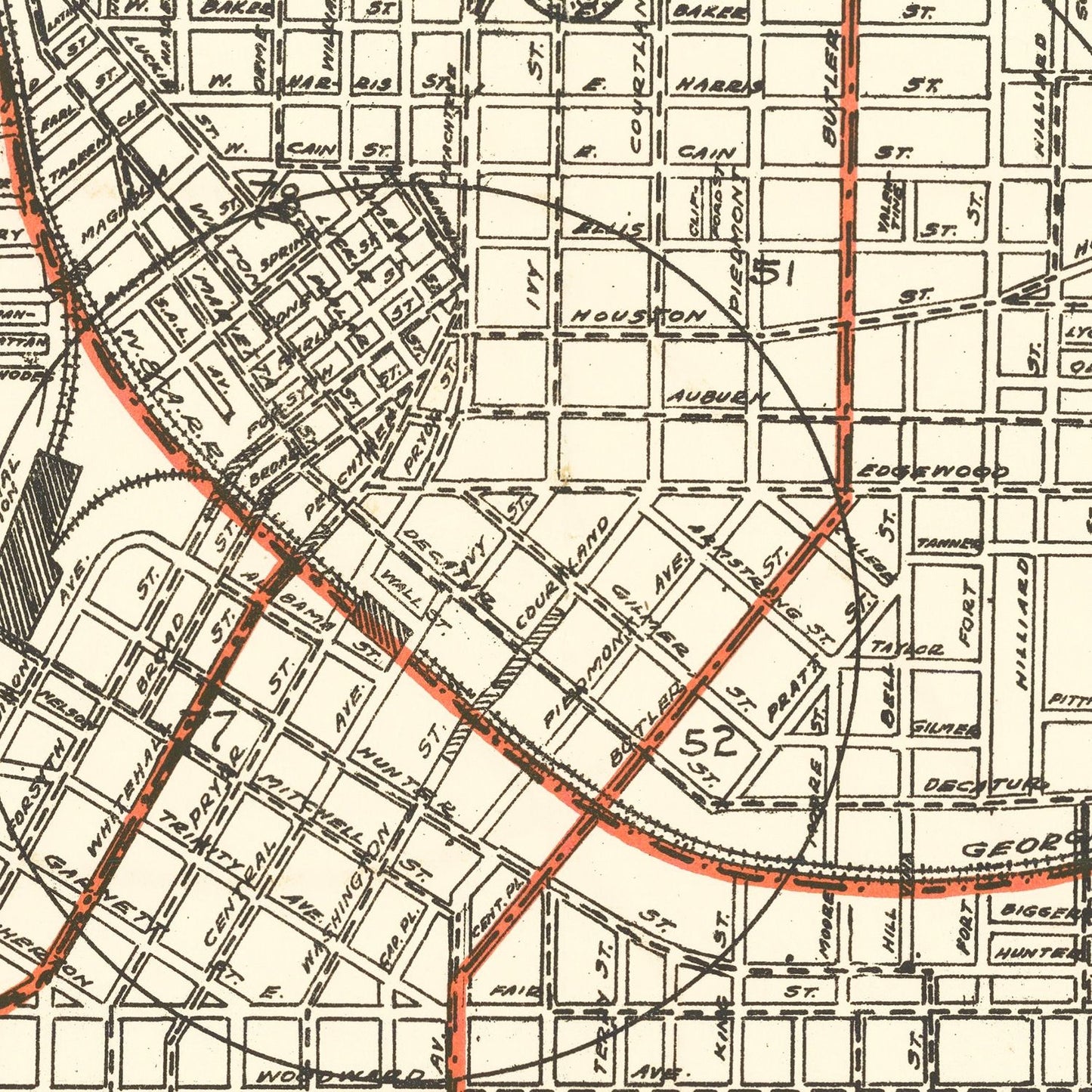 Vintage Map of Atlanta, Georgia, 1912