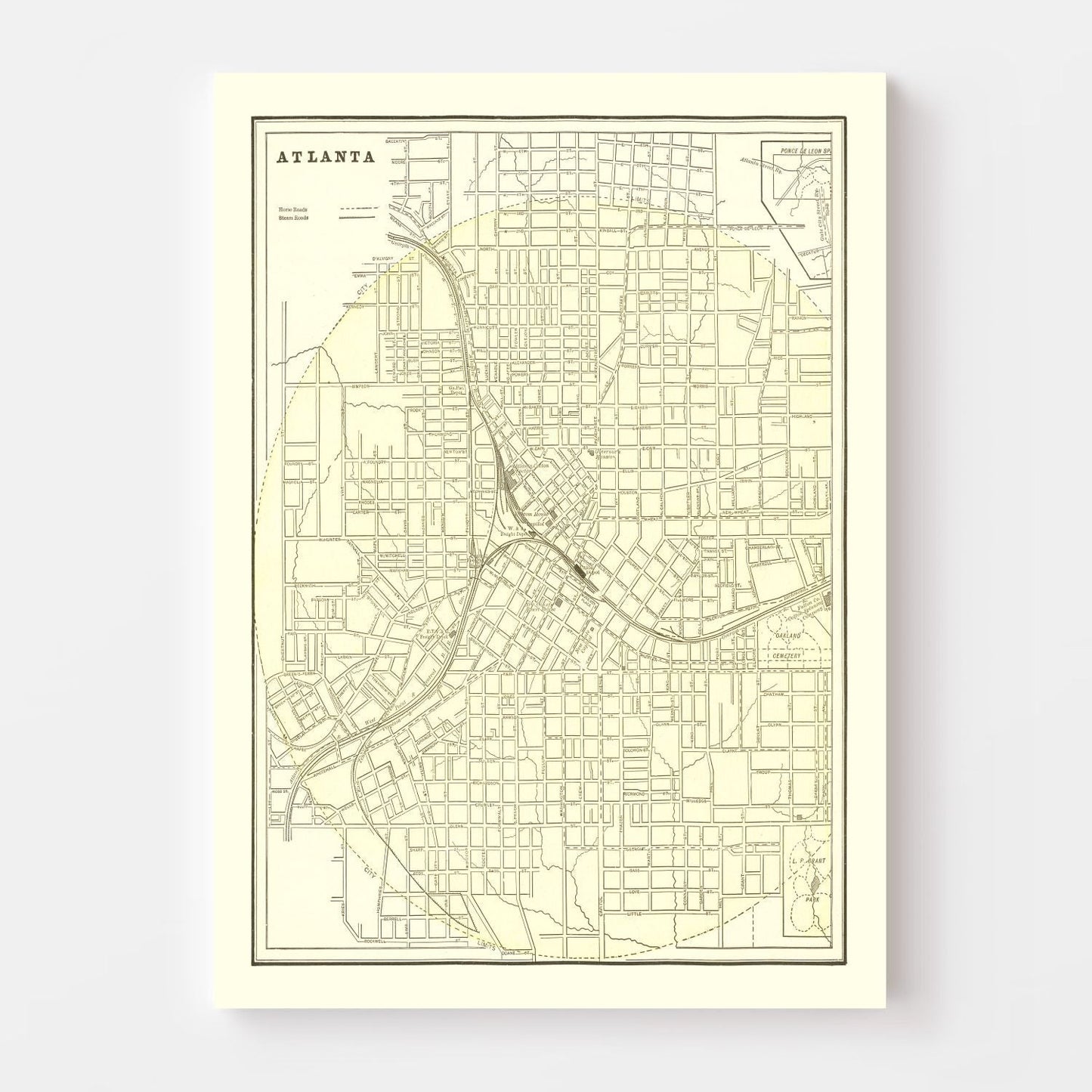 Vintage Map of Atlanta, Georgia, 1892