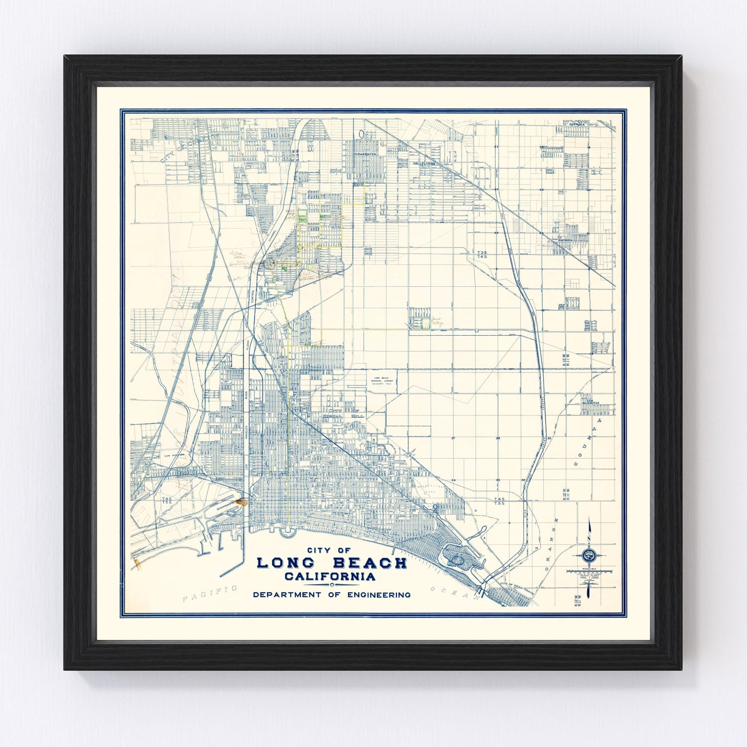 vintage map of Long Beach, California, 1935