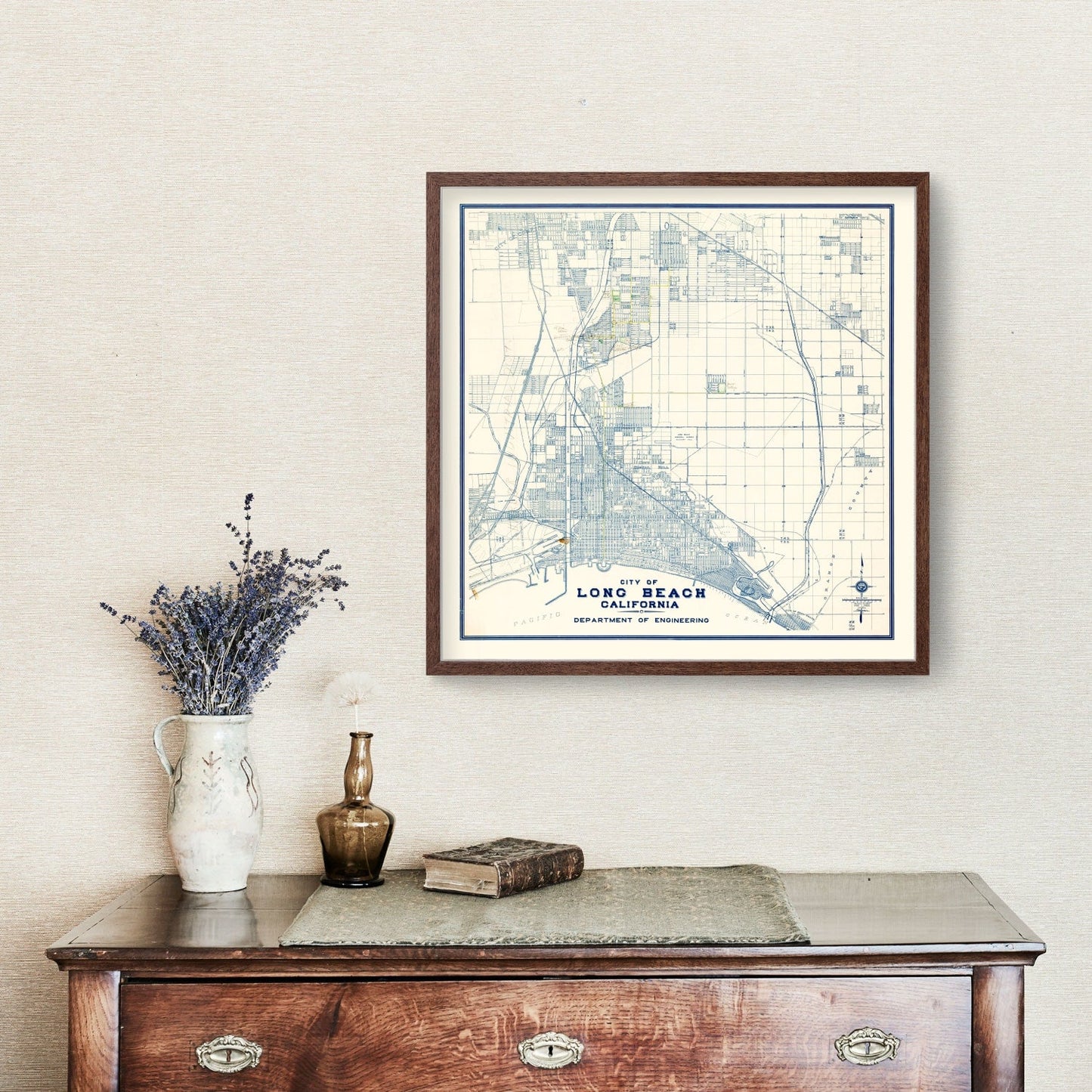 Vintage Map of Long Beach, California, 1935