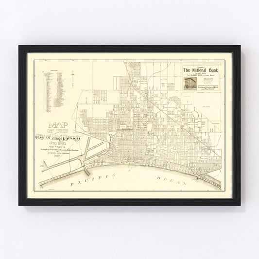 vintage map of Long Beach, California, 1910