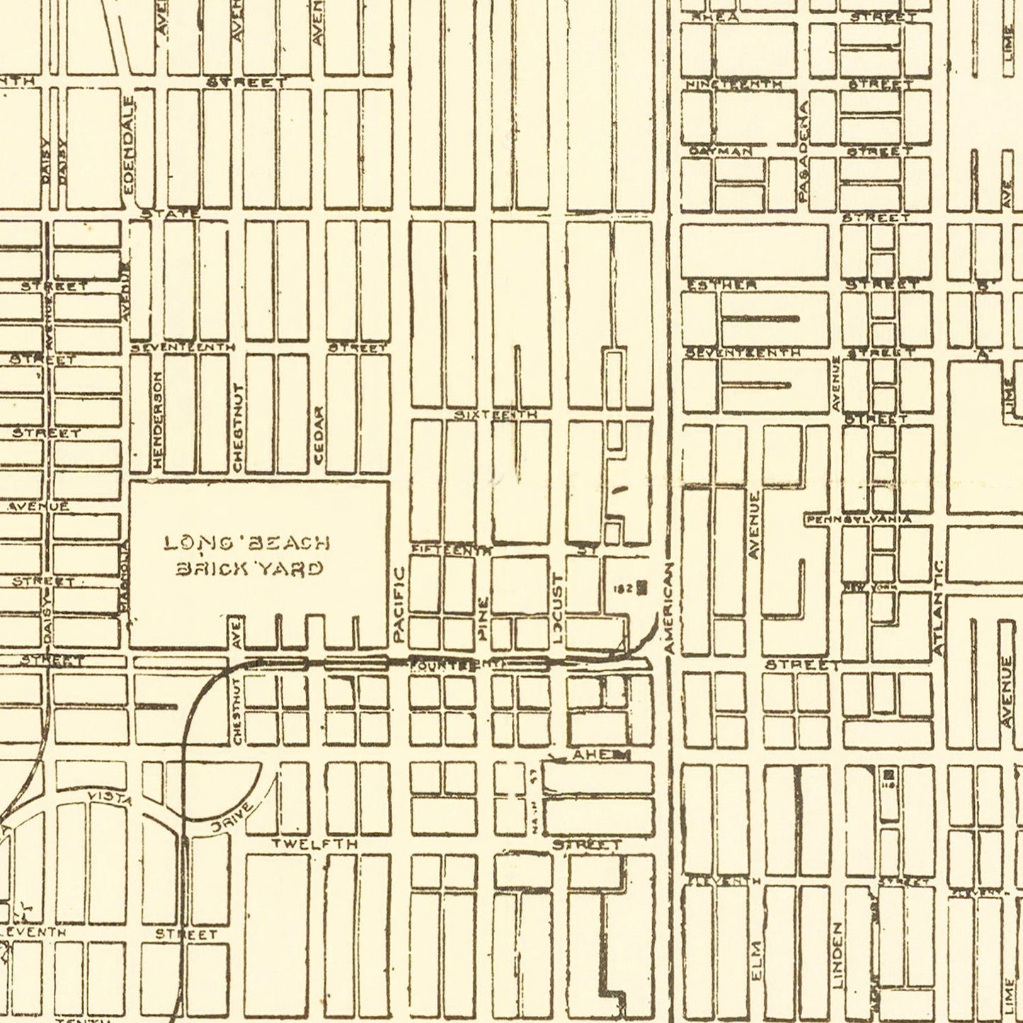 Vintage Map of Long Beach, California, 1910