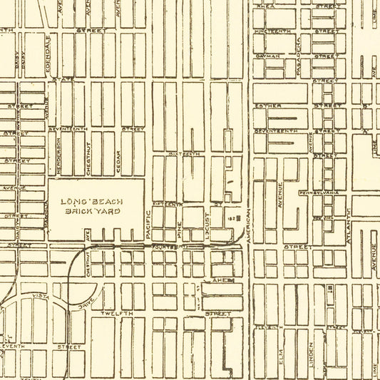 Vintage Map of Long Beach, California, 1910