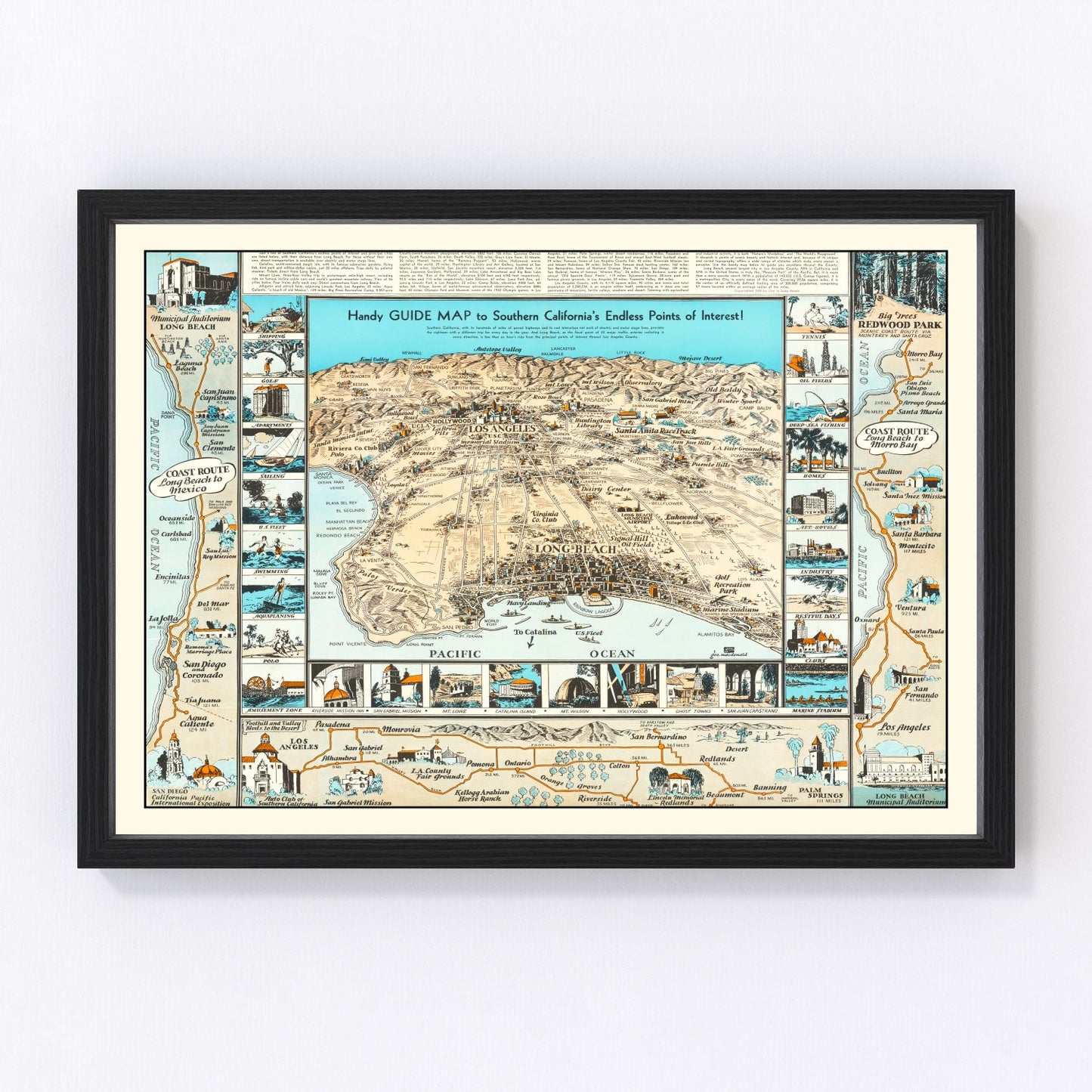 vintage map of Long Beach, California, 1936